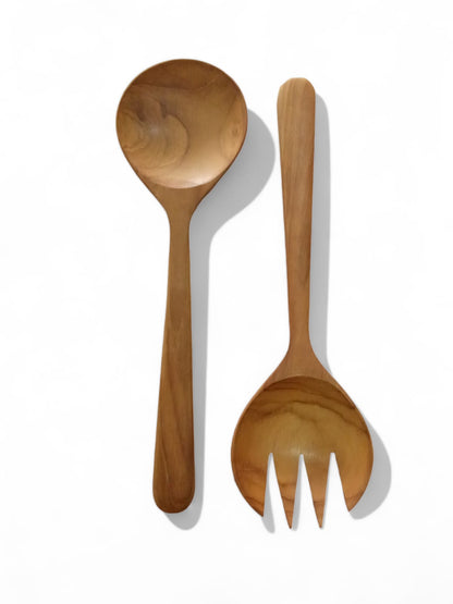 Cutlery with Intricate wooden patterns.